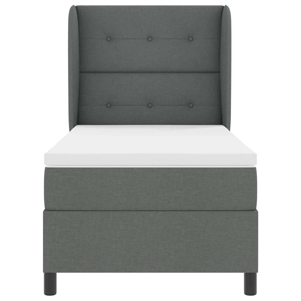 Letto a molle con materasso Grigio scuro 100 x 200 cm Tessuto 3340551