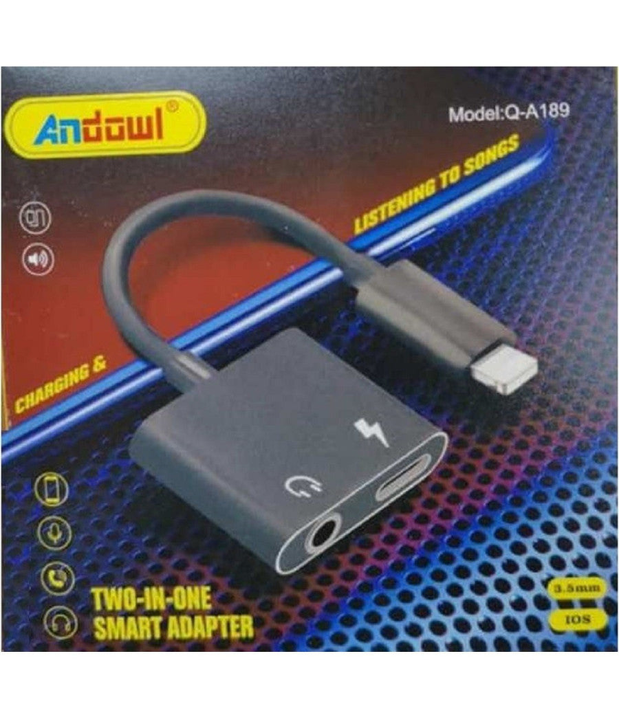 Adattatore 2in1 Q-a189 Lightning Maschio A Type-c Aux3,5mm Femmina Cuffie Ricarica         