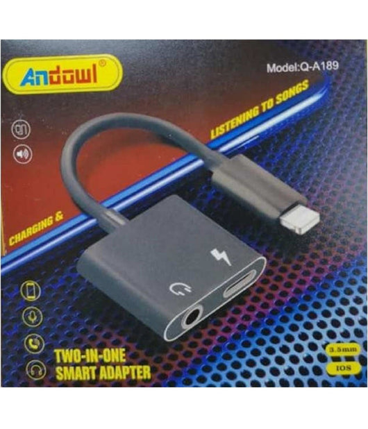 Adattatore 2in1 Q-a189 Lightning Maschio A Type-c Aux3,5mm Femmina Cuffie Ricarica         