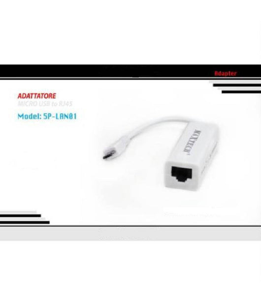 Adattatore 5 Pin Micro Usb A Rete Lan Ethernet Rj45 Per Android Maxtech 5p-lan01         