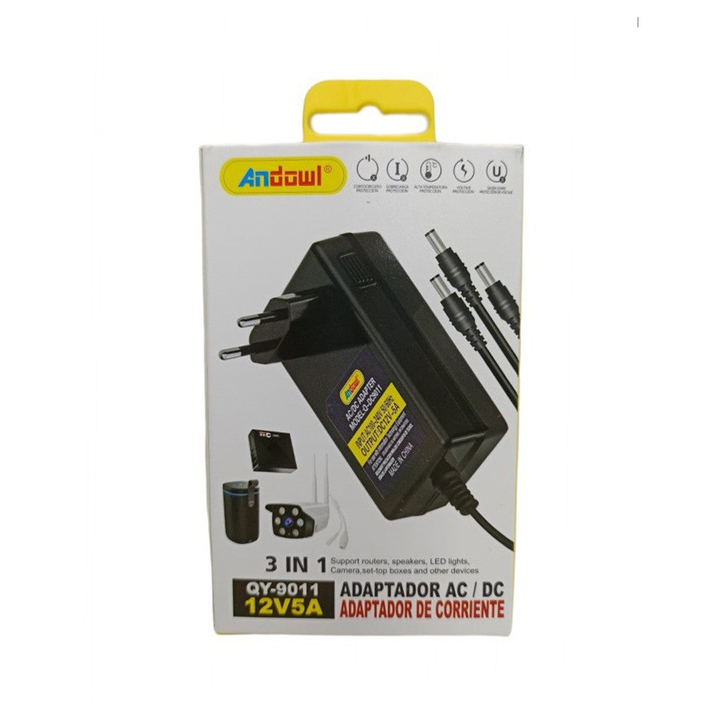 Trade Shop - Adattatore Alimentazione 3in1 Ac/dc 12v 5a Alimentatore Universale Qy-9011 3 Spine -