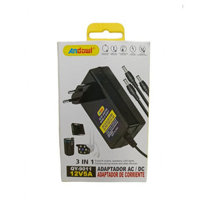 Trade Shop - Adattatore Alimentazione 3in1 Ac/dc 12v 5a Alimentatore Universale Qy-9011 3 Spine -
