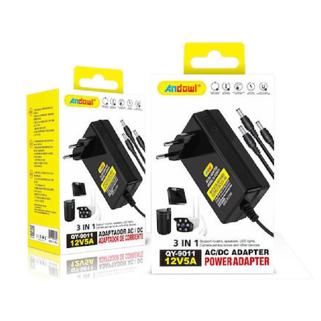 Trade Shop - Adattatore Alimentazione 3in1 Ac/dc 12v 5a Alimentatore Universale Qy-9011 3 Spine -