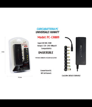 Adattatore Alimentazione Caricabatteria Universale Pc 100w Notebook Maxtech Pc-ca009         