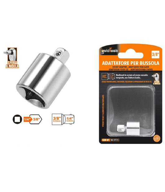 Adattatore Attacco Quadrato 1/4" Per Chiavi A Bussola 3/8" Sfera A Molla 57215         
