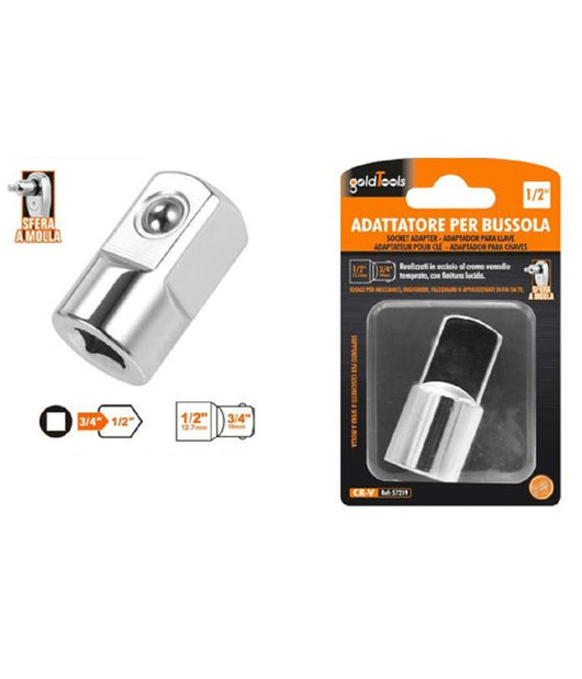 Adattatore Attacco Quadrato 3/4" Per Chiavi A Bussola 1/2" Sfera A Molla 57219         