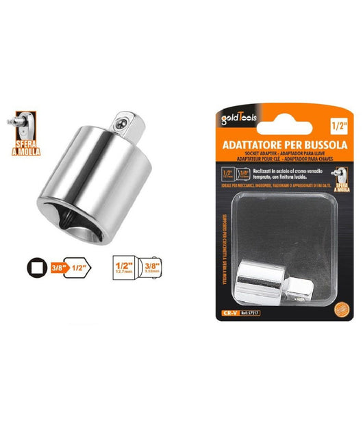 Adattatore Attacco Quadrato 3/8" Per Chiavi A Bussola 1/2" Sfera A Molla 57217         