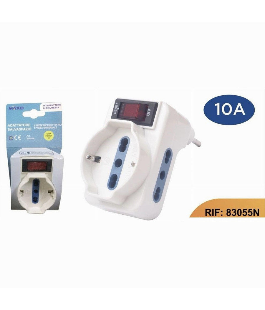 Adattatore Con Interruttore Spina 10a 2 Bipasso 10/16a 1 Presa Universale 10/16a 83055n         