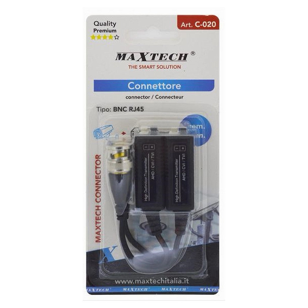 Adattatore Connettore Bnc Cat5-cat6-cat7 2 Bnc Maschio Per Telecamera Maxtech C-020         