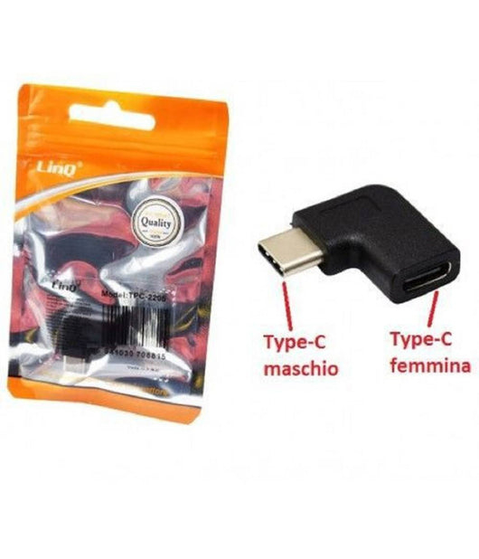 Adattatore Connettore Da Type-c Tipo C Maschio A Type-c Femmina Ad Angolo Tpc-2205         