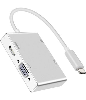 Adattatore Convertitore Audio Video 4in1 Da Type-c A Vga Hdmi Dvi Usb3.0 Tpc-444         