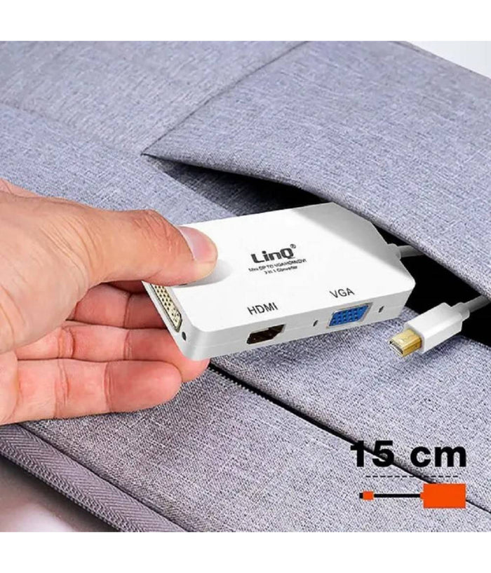 Adattatore Convertitore Da Mini Displayport 3in1 A Vga Hdmi Dvi Proiettori Mdp-443         