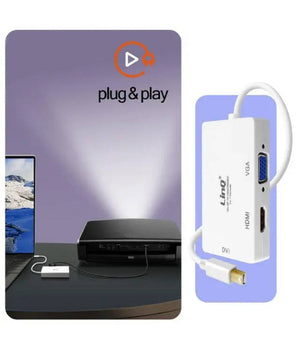 Adattatore Convertitore Da Mini Displayport 3in1 A Vga Hdmi Dvi Proiettori Mdp-443         