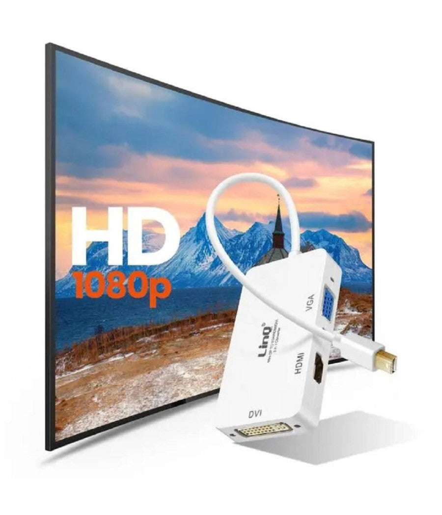 Adattatore Convertitore Da Mini Displayport 3in1 A Vga Hdmi Dvi Proiettori Mdp-443         