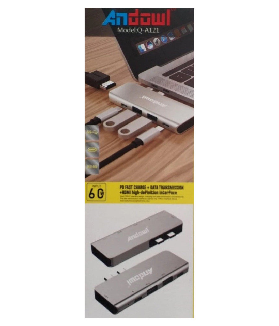 Adattatore Convertitore Hub Multifunzione Per Computer Di Tipo C Hdmi Usb Q-a121         