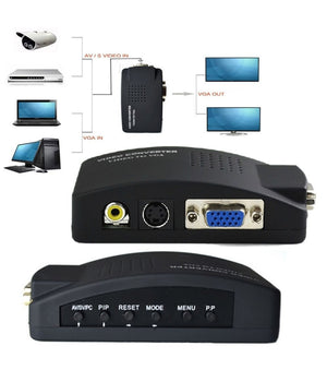 Adattatore Convertitore Video Da Vga Rca S-video In Vga Out Pc Notebook Nero         