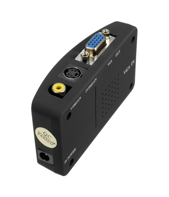 Adattatore Convertitore Video Da Vga Rca S-video In Vga Out Pc Notebook Nero         