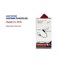 Adattatore Da Lightning A Micro Usb Compatibilita' Iphone Ipod Ipad Maxtech Ln-5pin         