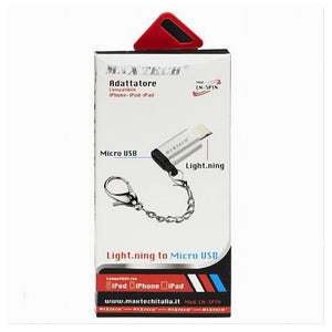 Adattatore Da Lightning A Micro Usb Compatibilita' Iphone Ipod Ipad Maxtech Ln-5pin         