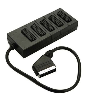 Adattatore Multipresa 5x Presa Scart 21 Poli Multiscart Collega Dvd Decoder A Tv         