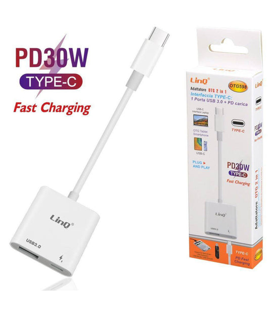 Adattatore Otg 2 In 1 Interfaccia Type-c A Porta Usb 3.0 + Tipo-c Pd 30w Otg598         