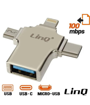 Adattatore Otg 3in1 Da Lightning Type-c Micro Usb A Usb Femmina 100 Mbps Otgu940         