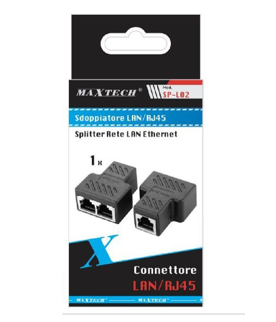 Adattatore Rj45 Splitter Convertitore Lan Da 1 A 2 Porte Doppio Maxtech Sp-l02         
