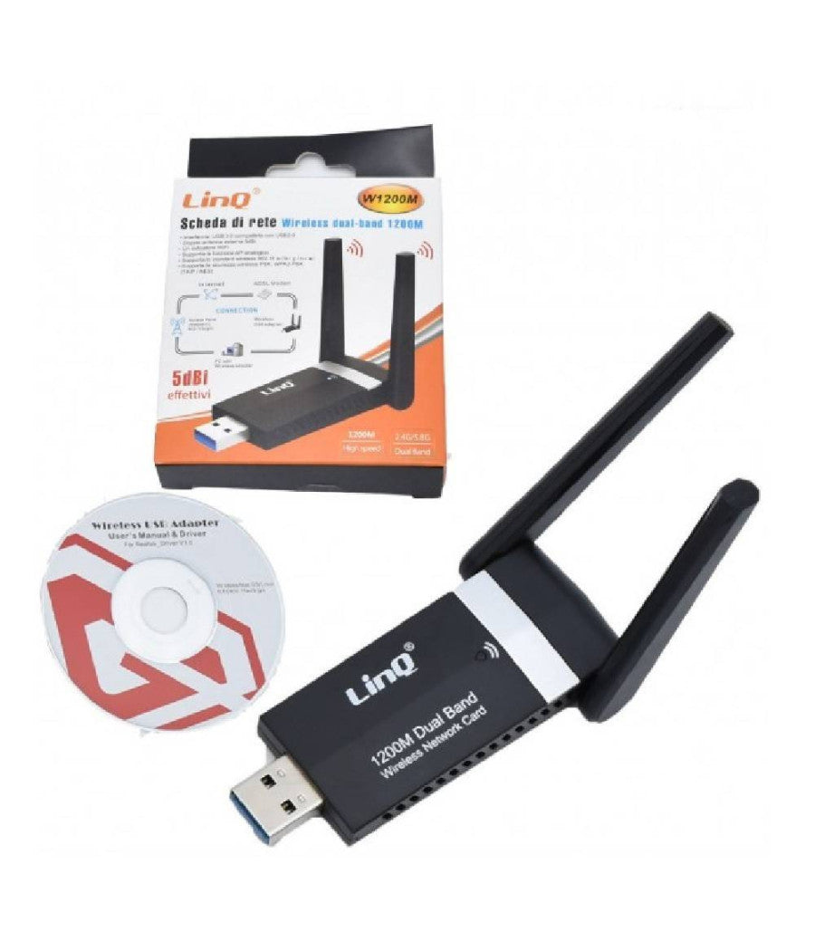 Adattatore Scheda Di Rete Usb 3.0 Wifi Dual Band 1200m Amplificata 5 Dbi W1200m         