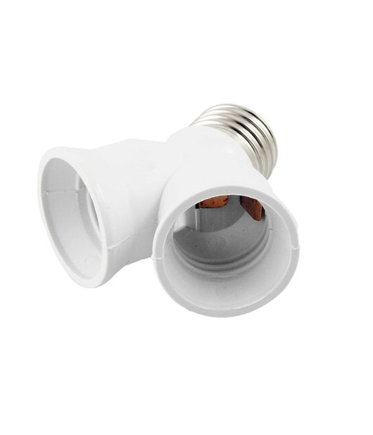 Adattatore Sdoppiatore Portalampada Attacco Da E27 A 2 Prese E27 Bianco Socket         