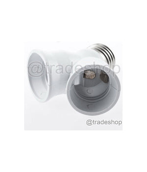 Adattatore Sdoppiatore Portalampada Attacco Da E27 A 2 Prese E27 Bianco Socket         