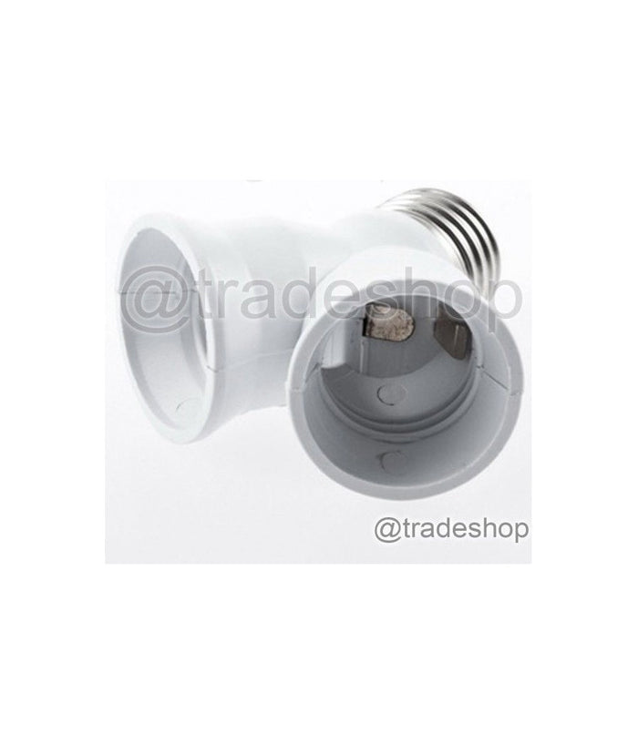 Adattatore Sdoppiatore Portalampada Attacco Da E27 A 2 Prese E27 Bianco Socket         