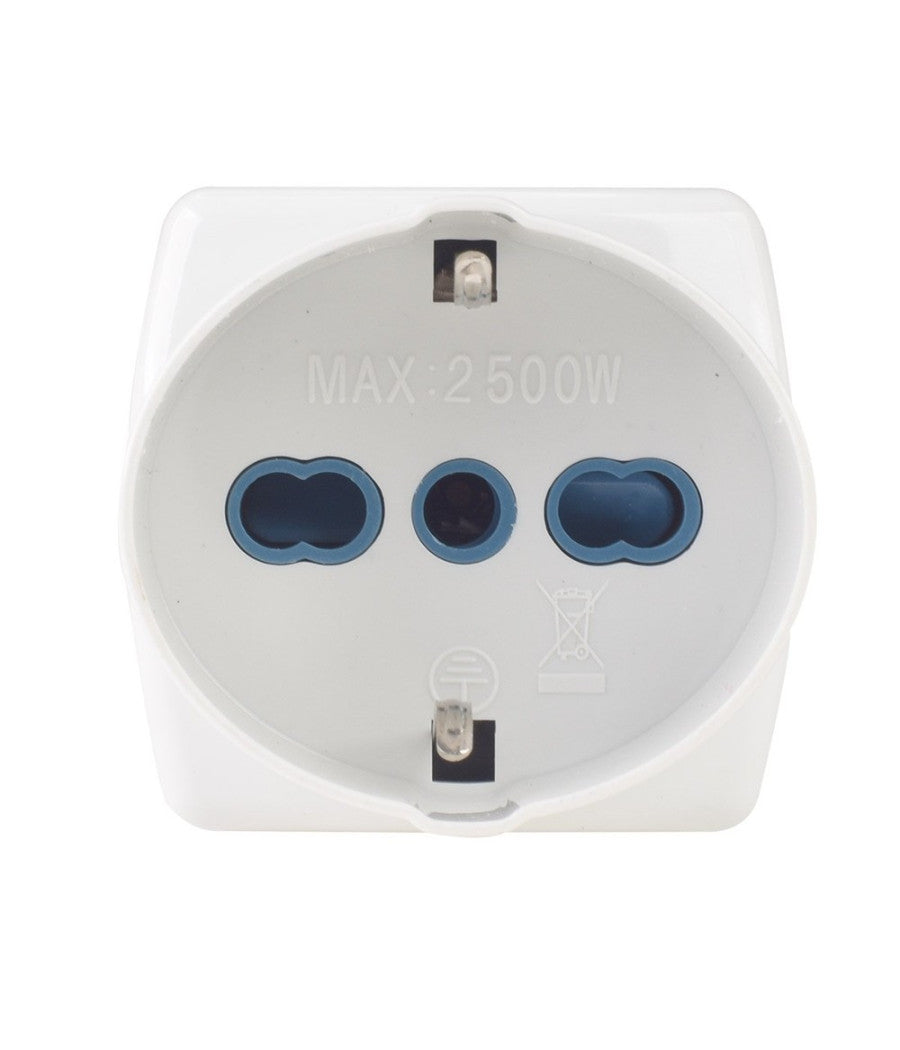 Adattatore Spina 16a 2 Prese Bipasso 10a/16a 2p+t 1 Presa Universale 10/16a Schuko 83051         
