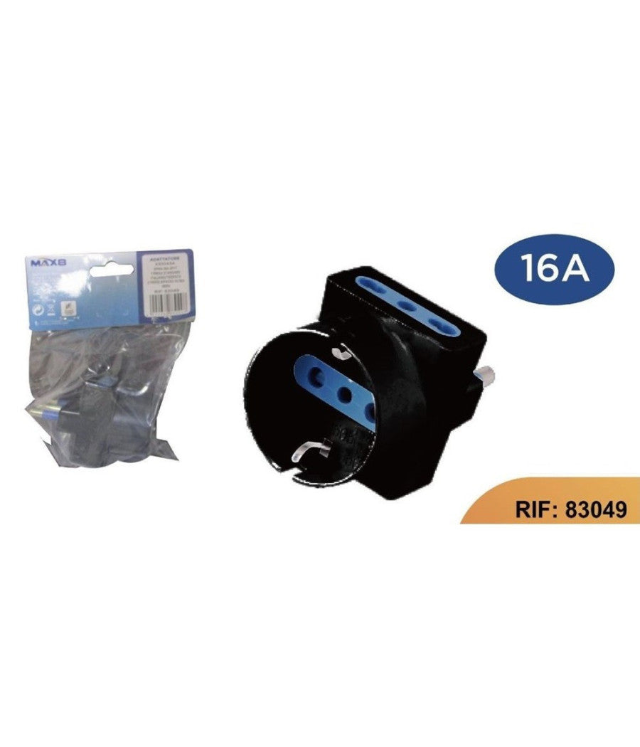 Adattatore Spina 16a 2p+t 1 Presa Ita 10a/schuko 16a 2 Prese Bipasso 10/16a 83049         