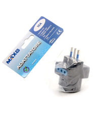 Adattatore Spina 2p+t 10a 2 Presa 10a 2p+t 1 Presa Ita 10a/schuko 16a Nero 83042         