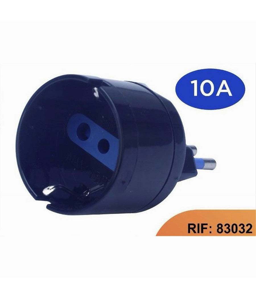 Adattatore Spina Elettrica 2p+t 10a Schuko Standard Italiano-tedesco Nero 83032         