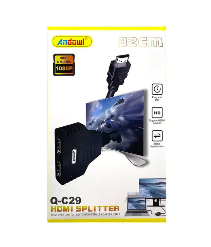 Adattatore Splitter Hdmi Maschio A 2 Hdmi Femmina 32 Cm Supporta Hd 1080p Q-c29         