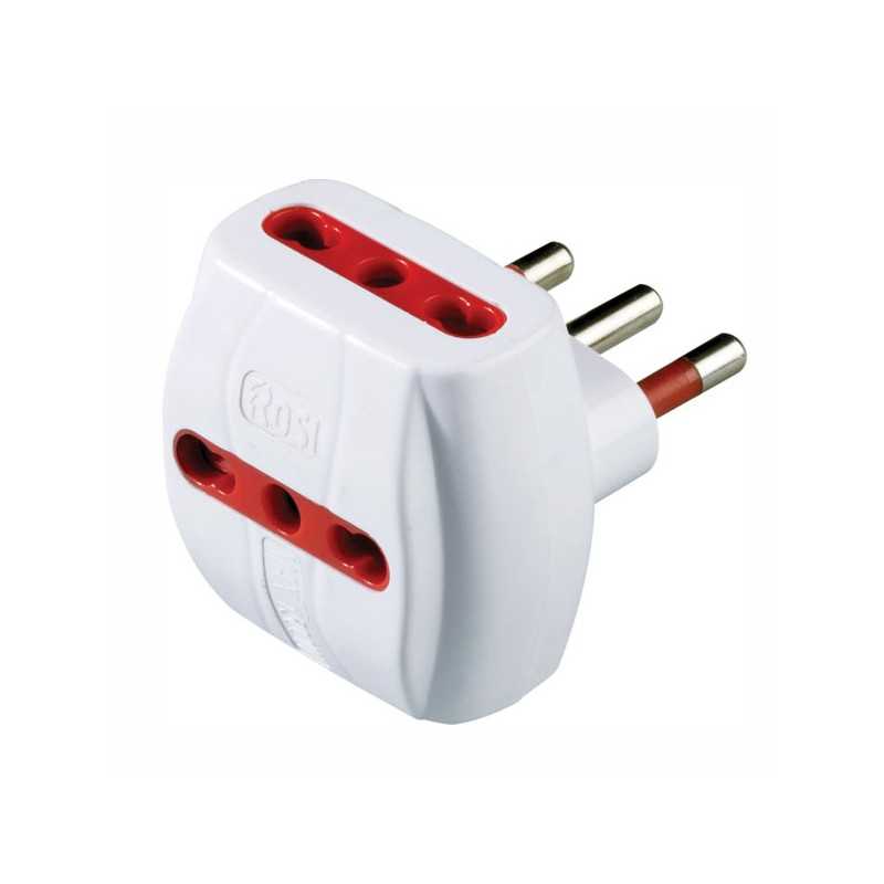 Adattatore Triplo Sicurezza 10A+T Bianco Rosi