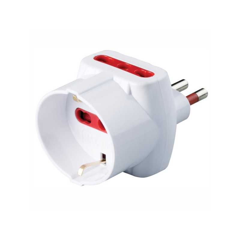 Adattatore Triplo Sicurezza 10A+T Sk Bianco Rosi