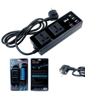 Adattatore Universale Usb Per Smartphone Tablet Con 4 Porte Usb 2 Prese Corrente         