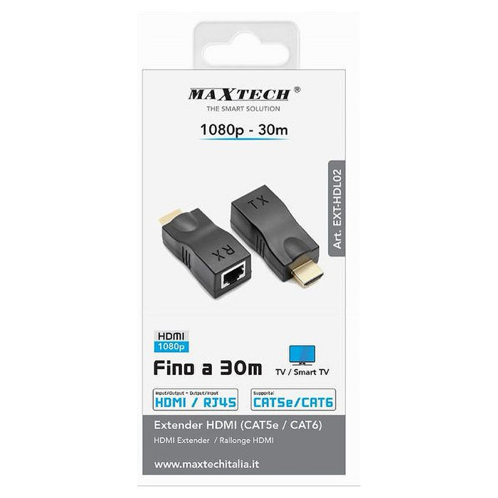 Adattatori Hdmi A Rj45 Extender Rete Lan Ethernet Cat5e Cat6 1080p 30mt Ext-hdl02         