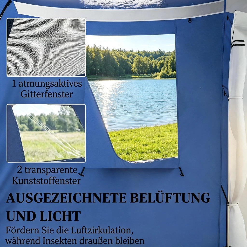 TENDA DA CAMPEGGIO A TUNNEL 460x260x190 cm Blu, 3-4 posti, impermeabile 3000 mm