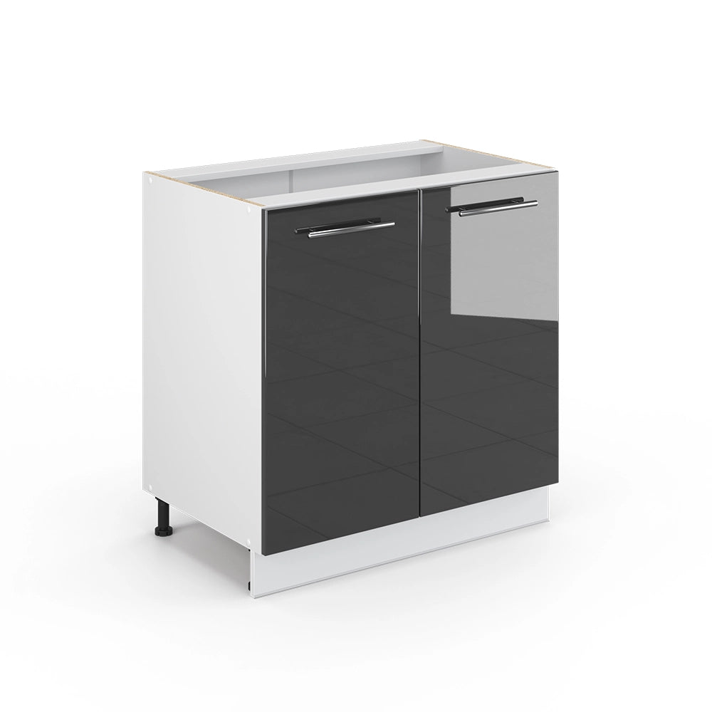 Mobile lavello cucina Fame-Line Antracite lucido/Bianco 80 cm con ripiano, senza piano di lavoro Vicco