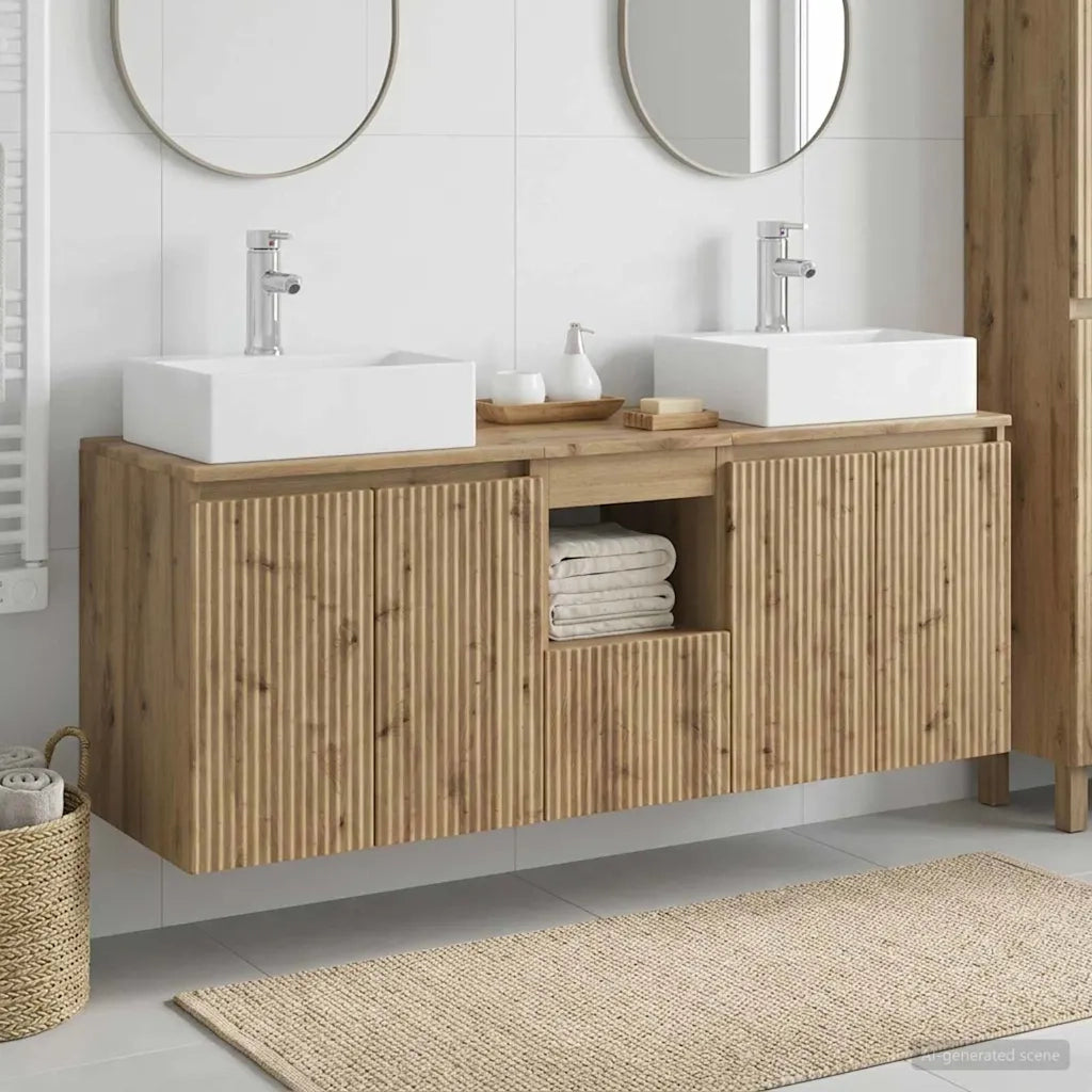 Set di Armadi da Bagno 3 pz Rovere Artigianale 3405656