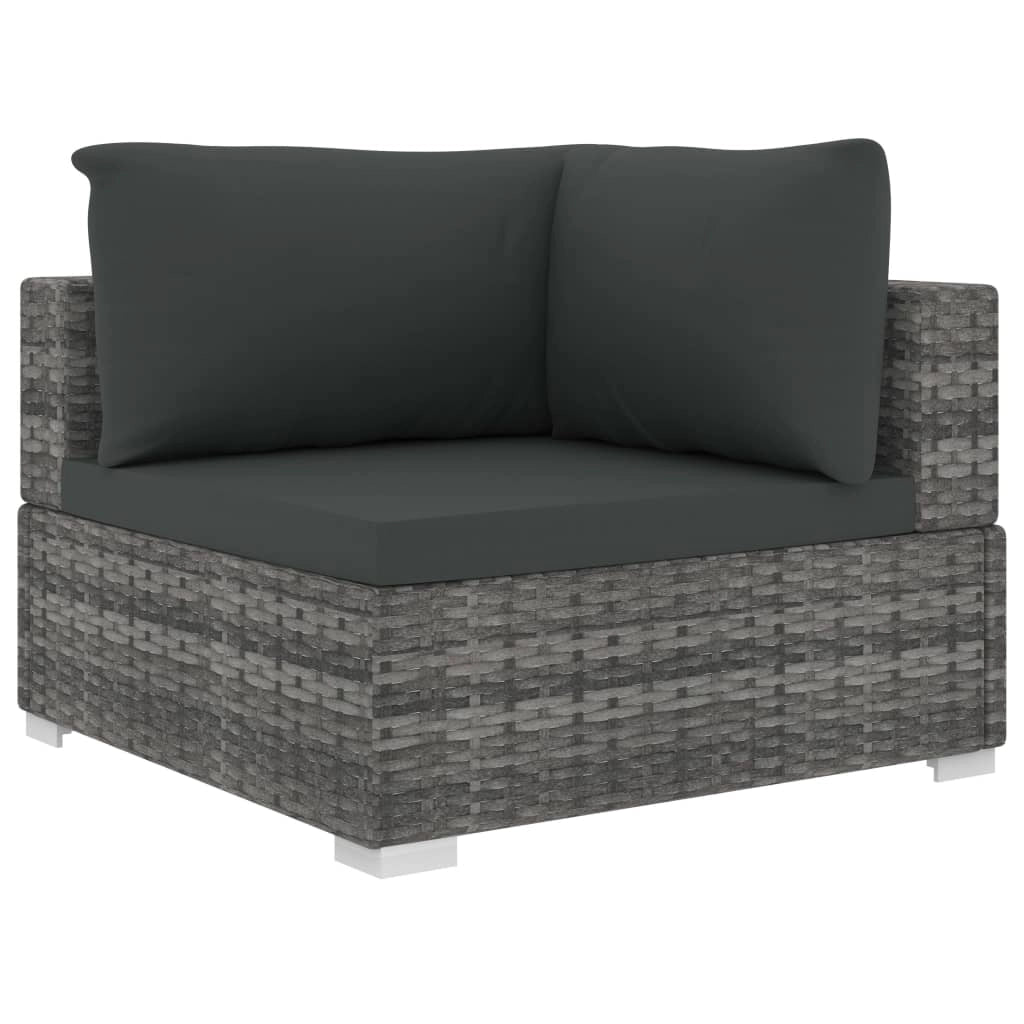 Set di mobili da giardino mobili da esterno set da 4 pezzi con cuscini resina intrecciata grigia 02_0016182