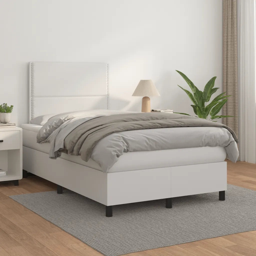 Giroletto a Molle con Materasso Bianco 120x190 cm in Similpelle 3269972