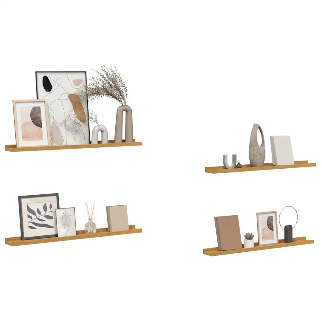 4 pz Scaffale da parete | Ripiano a parete | Mensola a parete Beige 80 x 9 x 3 cm Legno multistrato
