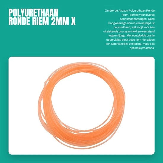 Cinghia in Poliuretano Ronde - Alta Durezza - Antiscivolo - Resistente ai Sforzi - Resistente agli Impatti - Installazione Facile - 2mm x 10m - Cinghia di Guida