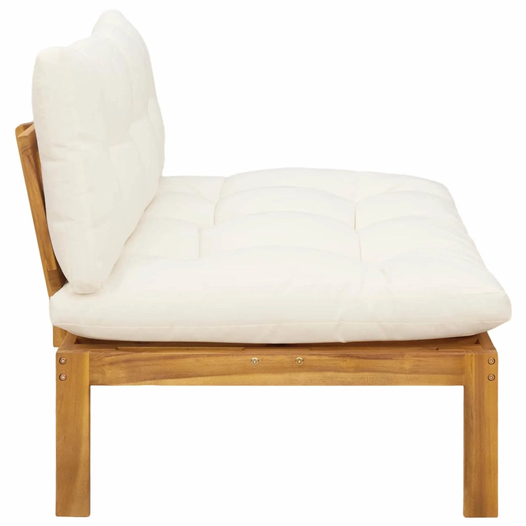 Divano Medio da Giardino-Divano da esterno Naturale e Bianco Crema