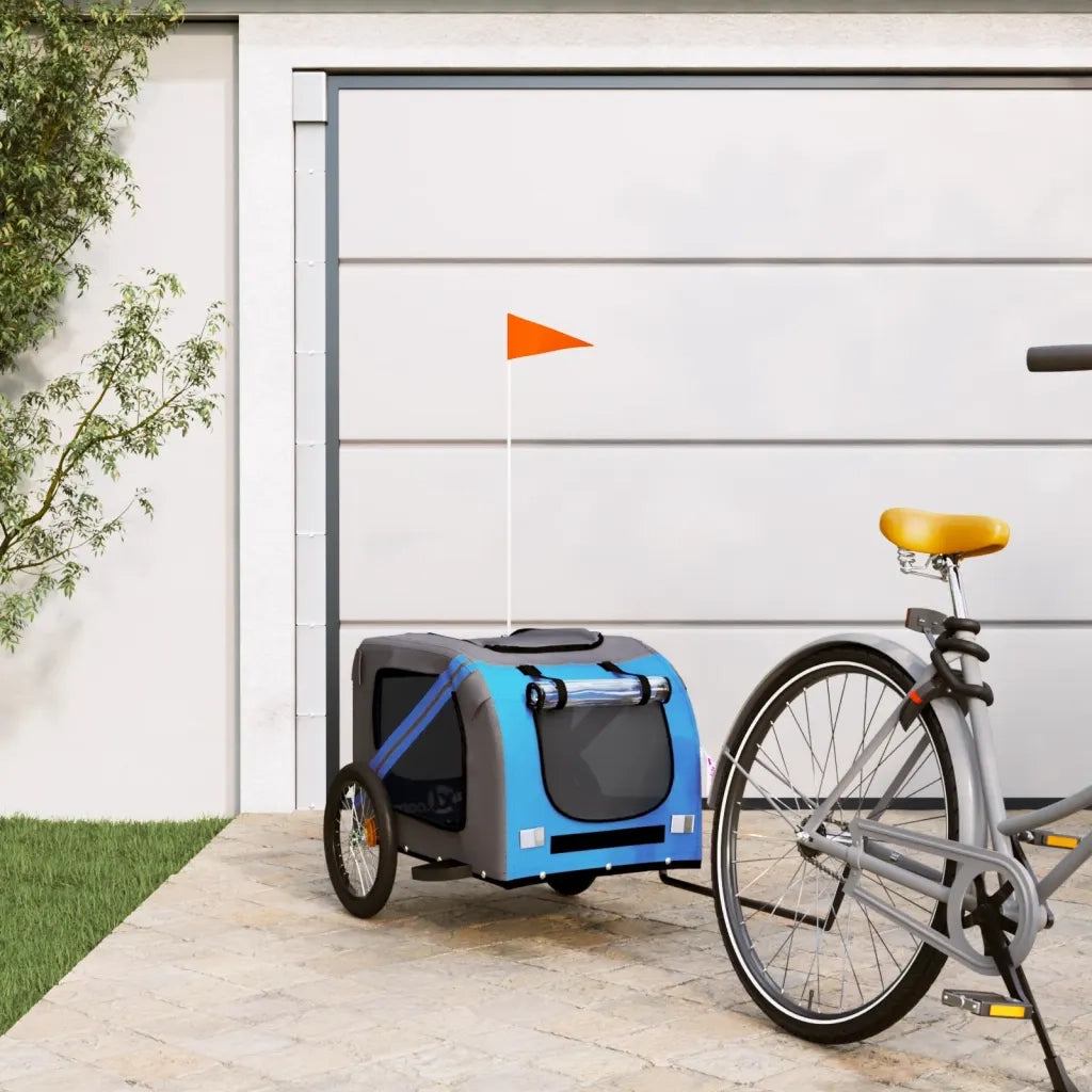 Rimorchio da Bici per Animali Blu e Grigio Oxford e Ferro CFW7597595