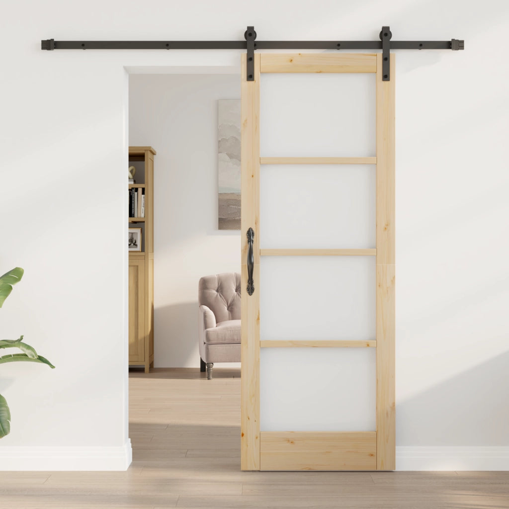 Porta Scorrevole con Set Hardware 'ORKDAL'Legno Massello e Vetro